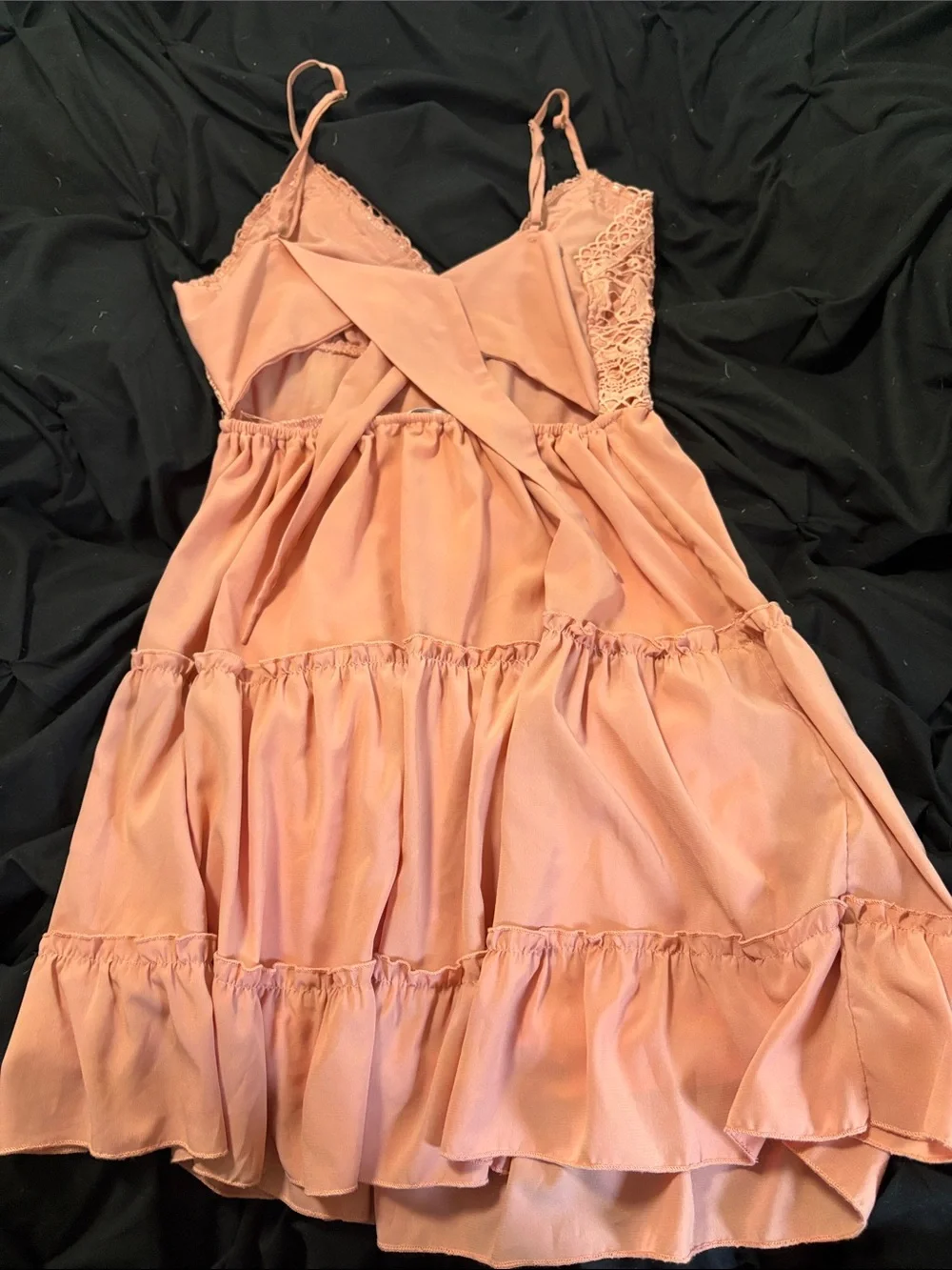 Lace-Trim Pink Tiered Sundress